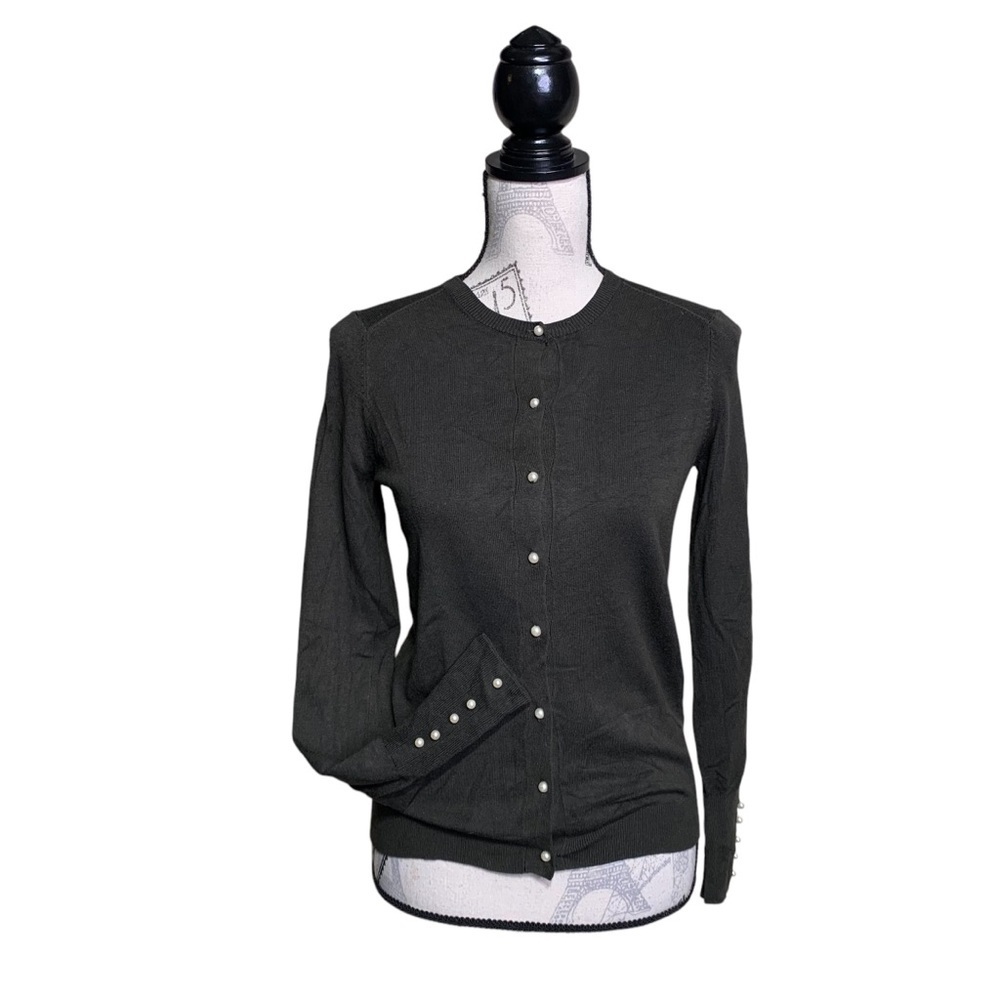 Zara‎ XS Dark Green Pearl Button Cardigan